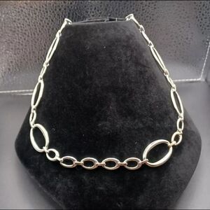 Trifari Marked Silvertone Loop Chain Statement Necklace